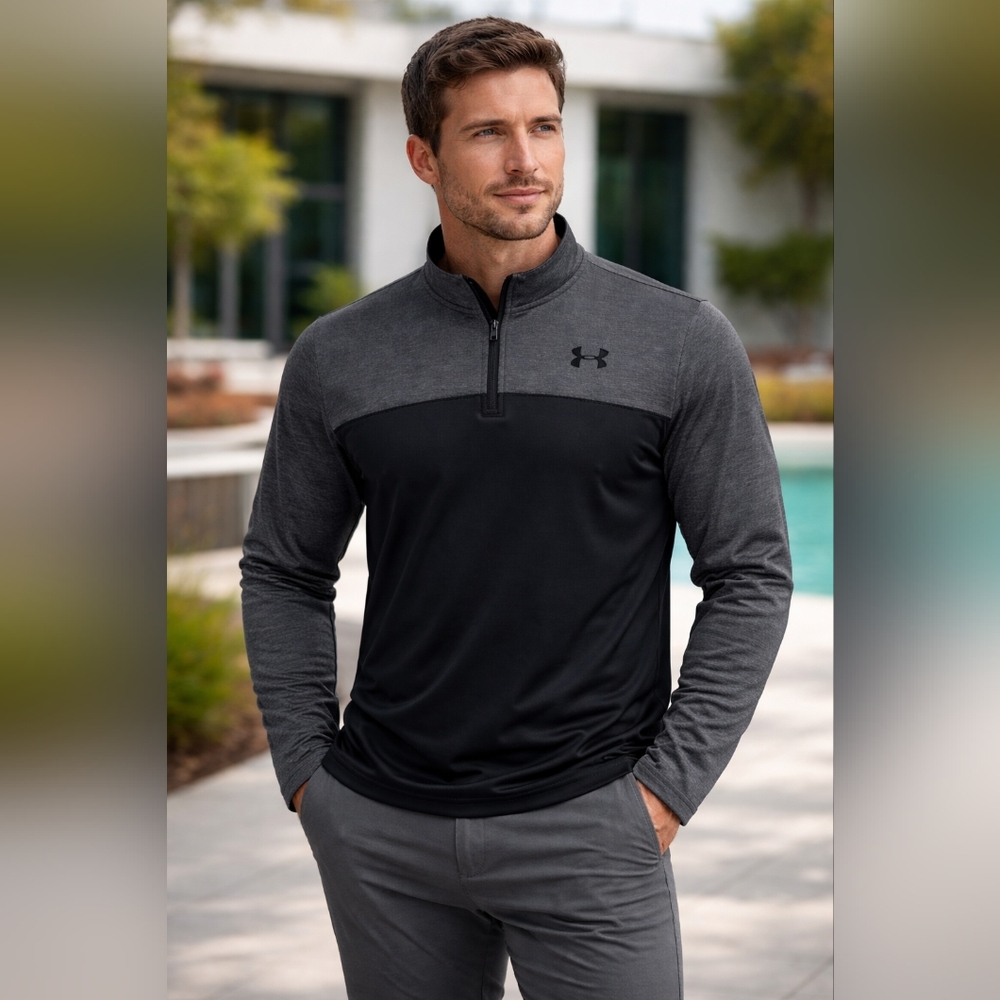 Under Armour Men’s Armour Fleece 1/4 Zip Pullover XL Black 1286334 Heather Grey